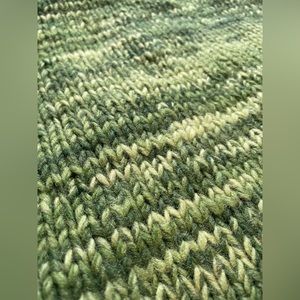 Wool hooded sweater, full zip. Multi green. Made in Nepal